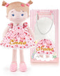 LeyaDoll Personalized Soft Baby Doll Toys for Girls (16''), My First Christmas Dolls, Leya Doll Baby Rag Doll Plush Toys for Toddler Kids Infants -Strawberry Girl