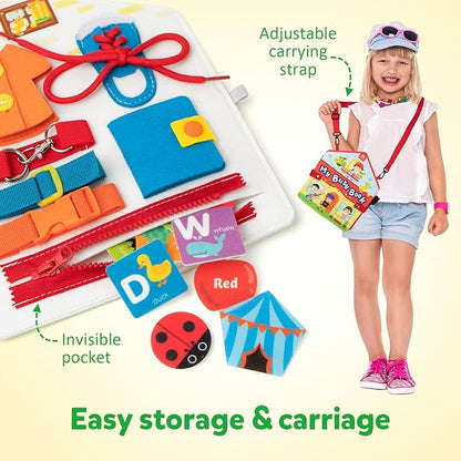 Coogam Toddler Felt Montessori Busy Book, Activity Busy Sensory Boards Fine Motor Skill Quiet Book Car Travel Busy Binder Autism Toys Preschool Learning Educational Toy Gift for 3 4 5 Year Old Kids