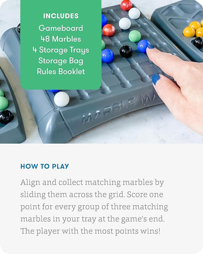 SimplyFun Marble Matrix - Educational Game to Practice Spatial Reasoning and Fine Motor Skills - Engaging Strategy Game for Kids Ages 7 & Up - 2 to 4 Players