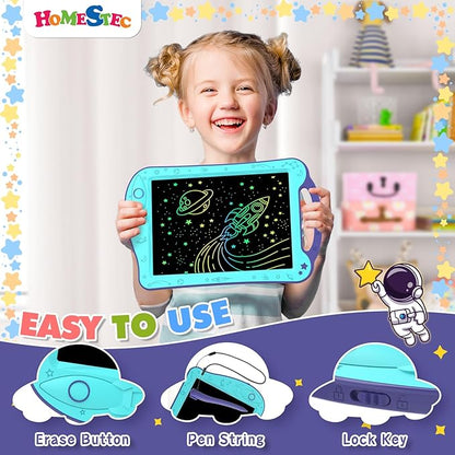 HOMESTEC Astrodraw Drawing Pad Toys, Colorful LCD Writing Tablet for Kids, Doodle Board for Toddlers 3 4 5 6 Years Old, Travel Sensory Space Toy for Boys Girls, Birthday Gift Idea,2pc