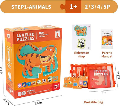 TOI Leveled Puzzles for Kids Aged 2 and Up, Toddler Puzzle Preschool Learning Jigsaw Puzzles, Large Pieces Educational Game for Boys Girls, Classic Education Step 1