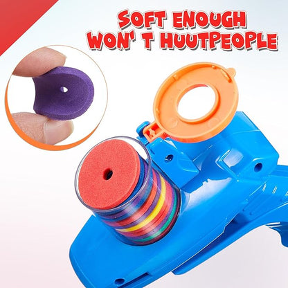 Sumind 4 Pcs Foam Disc Shooter Zip Shot Shooter Disc Launcher (Orange,Green,Red,Blue)