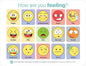 Circle Up Emoji Emotions Chart 10-Pack – 8.5x11 Laminated SEL Tool for Emotional Check-Ins & Conversations – Double-Sided Feelings Chart for Counselors, Educators, Therapists & Social Workers (5 Emoji & 5 Feeling Wheel)