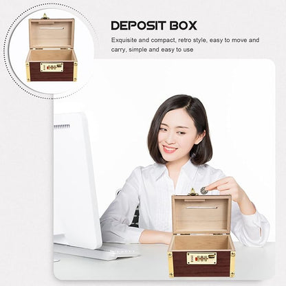 BESPORTBLE Pirate Treasure Box Wooden Piggy Bank with Lock Vintage Coin Bank for Kids Small Treasure Chest Coin Saver 5.78X3.74X3.74 Inches