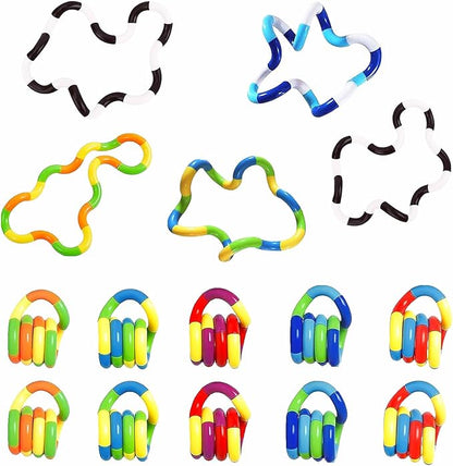 15PCS Quiet Twisty Fidget Toys – Squeeze, Twist, and Spin – Multicolored Sensory Toys for Kids and Adults, Stress Relief Toys & Educational Tools for Classroom,Alternative gifts (Random Color)