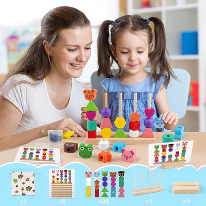 Montessori Toddler Game Toys for Boys Girls 2 3 4 Years Old, Cute Animal Vivid Colors Shape Sorting & Stacking Early Learning Educational Toys for Halloween Thanks Giving