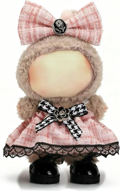 Clothes for LABUBU 17cm Doll (NO Doll)（NO Shoes, Outfit for LABUBU, Dress and Hairpin Set for LABUBU Dress Up, Fashion and Premium Dolls Accessories for LABUBU (Style L)