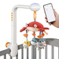 Tumama Baby Crib Mobile with Projection Night Light, Music and White Noise, Soft Plush Mirror Hanging Toys, Mute Spin Motor Nursery Toys for Infant 0-3, 6-9 Month Newborn Xmas Gift (Crab)