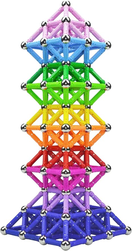 206Pcs Magnetic Building Sticks Blocks, Magnet Educational Toys STEM Toys for Kids and Adult, 3D Construction Building Toy with Storage Bag