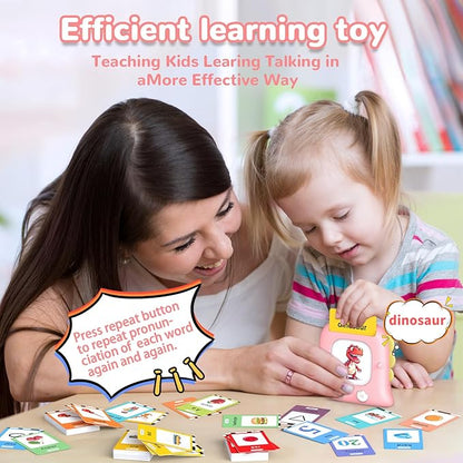 Kidzdo Dinosaur ABCs Learning Toys with 254 Words Talking Flash Cards, Birthday Present for 2 3 4 5 6 Years Old Girls, Pocket Speech Language Therapy Toys for Toddlers Ages 2-6, Pink