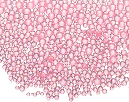 Iridescent Glass Tiny Bubble Beads, 0.4-3mm 10g No Hole Micro Mini Round Korean Pink Water Droplets Beads - Applications: for Resin Filler, Nail Art, Dollhouse Bath Tub