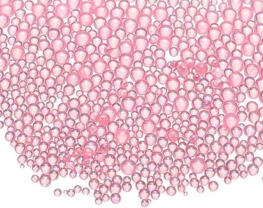 Iridescent Glass Tiny Bubble Beads, 0.4-3mm 10g No Hole Micro Mini Round Korean Pink Water Droplets Beads - Applications: for Resin Filler, Nail Art, Dollhouse Bath Tub
