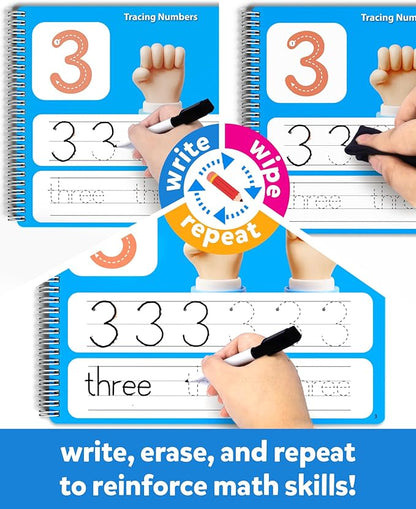 Coogam Math Learning Game for Kids Age 3-8, Number Tracing Handwriting Practice Workbook, Math Addition and Subtraction, Montessori Educational Preschool Learning Activities Gift Toy