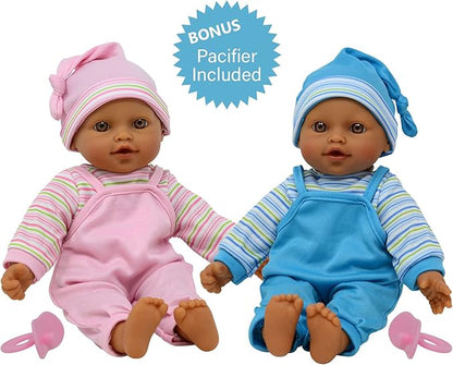 The New York Doll Collection 12" Sweet Hispanic Twin Dolls Play Baby Dolls - Doll Pacifier Included
