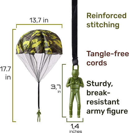nutty toys Army Parachute Toys for Kids - Tangle Free Outdoor Flying Paratroopers, Top Indoor & Outside, 3 4 5 6 7 8 9 10 11 12 Year Old, Best Christmas Stocking Stuffers Ideas 2025, Unique Boy Gifts