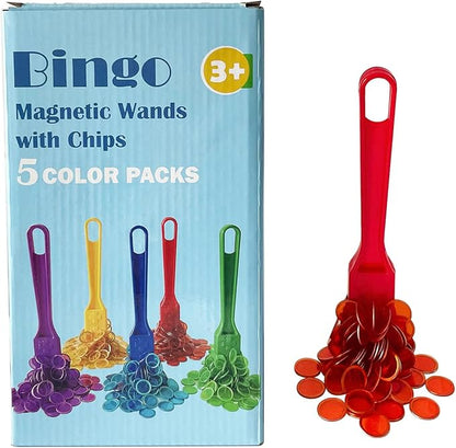 Yuanhe Magnetic Bingo Chips Set - 5 Colors Magnetic Wands with 500 Metal Chips for Counting and Sorting, Educational Activities