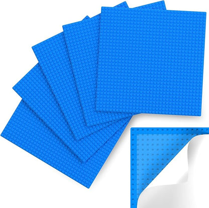 Classic Baseplates, Peel and Stick Base Plates for Building Bricks, Compatible with Major Brands, Self-Adhersive Base for Bricks 10" x 10", 6 Pack Blue…