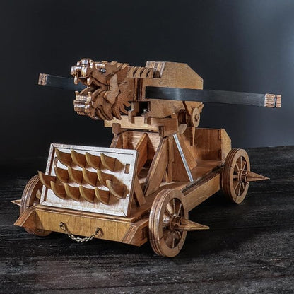MINI Dragon Ballista Ancient Missile Launcher China Three Kingdoms Chariot Wooden Catapult DIY 3D Puzzles Model Kits STEM Projects Tabletop Toys