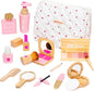 Wooden Makeup Toy Set, Pretend Play Makeup Kit for Toddlers Realistic Beauty Salon Set for Girls with Eyeshadow Lipstick Perfume Brush and Cosmetic Bag Birthday Gifts for Girls Toys Kids Aged 3 4 5 6