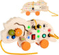 2-in-1 Busy Board & Pull Toys for Toddlers 1-3: Dinosaur Busy Board with Led Light, Educational Learning Toys Wooden Multi-Sensory Board with 4 Movable Wheels, Montessori Toys for 1 2 3 Year Old