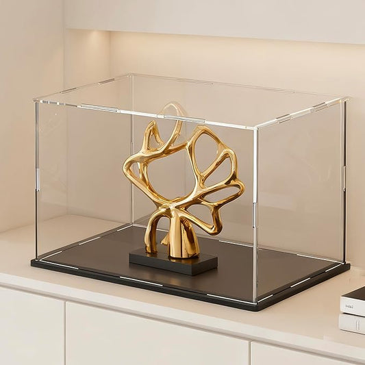 Acrylic Display Case for Figures, Clear Acrylic Box with Black Base for showcaseing Long Object, Miniature, Model Cars, Collectables 16 (L) × 8 (W) × 8 (H) inch