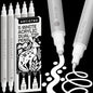 ARTISTRO 5 White Acrylic Paint Markers for Rock, Fabric, Wood, Glass, Craft, Decoration - Dual-Tip Paint Pens - Stocking Stuffers, Christmas Gift Idea for Teens, Grandkids, Kids - Art Supplies