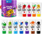 Jar Melo Washable Finger Paints for Toddlers, 12 Colors Large Capacity (2.1fl oz), Non Toxic Baby Paint for Hand and Feet, Safe Art Supplies, Preschool Learning Gifts for Kids Age 2+