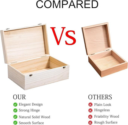 Wooden Storage Box with Hinged Lid and Front Clasp, 14''x9.4''x5.9'' Large Wood Storage Box Boxes Wood Gift Boxes for Crafts Art Hobbies and Valentine's Day Decoration