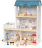 Wooden Dollhouse for Kids, Wood Doll Houses,Three-Story Dollhouse with Furniture & Accessories, DIY Pretend Play House with 3 Toy Figures, Gift for Toddlers & Young Girls Boys