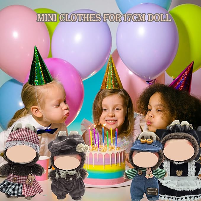 Clothes Set Compatible with 17cm Doll, Hat and Overalls Set for 15cm Doll Accessories Suit, Cute Clothe for Dress up Unique Style (RC19)