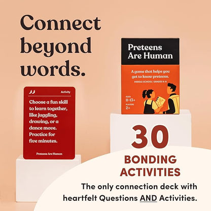 Preteens are Human | 140 Conversation Cards to Help You Get to Know Preteens | Card Game for Middle School Preteens | Designed by Experts for Grades 6-8 | Ages 11-13+