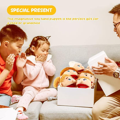 1 Pcs Family Hand Puppets 13 Inch Grandparents, Mom & Dad, Brother & Sister Plush Hand Puppet Toys Role-Play Toy Puppets for Kids Storytelling Imaginative Pretend Play Teaching Preschool(Sister)