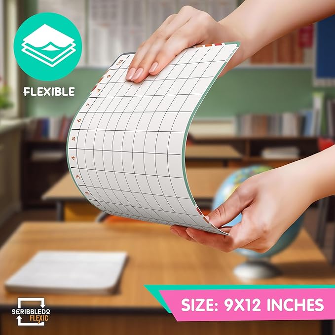 SCRIBBLEDO Addition Math Practice 9”x12” Small White Board Dry Erase Sheets Math Manipulatives 1st Grade Addition Math Homeschool Supplies Teacher Students Classroom Pack of 10 Sheets