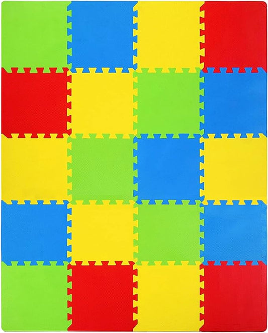 Kangler Kids Puzzle Play Mats, 20pcs Extra Large Colorful Foam Flooring Tiles, Interlocking Floor Mats with Borders for Children Infant Baby Crawling, Exercise, Playroom, Play Area, Baby Nursery