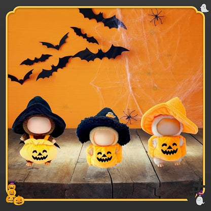 17cm Doll Clothes Set, Halloween Themed Costume, Pumpkin Outfit and Witch Hat for 6.7inch Dolls Suit, Cute Fashion Dress Up Clothes Accessories for 1st/2nd/3rd Gen Doll