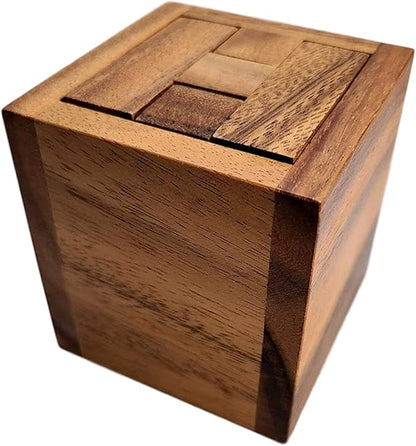 Haselgrove Box Wood Brain Teaser Puzzle - Can You Remove The Pieces?