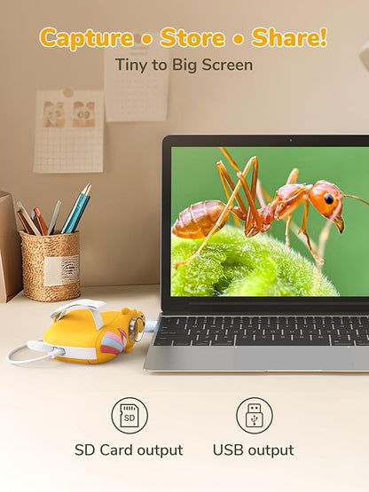Digital Microscope for Kids - Handheld Pocket 1000X Zoom with 2" Screen Digital Kids Microscope, Portable Compact Body, for Education and Outdoor Activities
