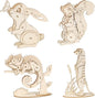 ELX 3D Wooden Animal Puzzles for Kids 6+, 4 Piece Set Animal Models, Wood Building Craft Kits Stem Toys peresents for Kids and Adults