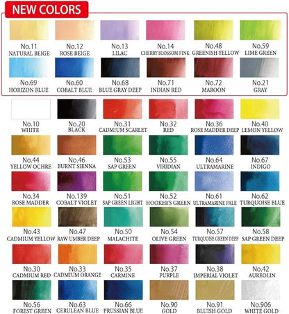 Kuretake GANSAI TAMBI Watercolor paint set 48 Colors, Professional-quality art supplies for artist, drawing, sketch, Non-Toxic, Made in Japan