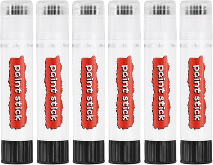 PATIKIL Tempera Paint Sticks, 6 Pcs Solid Tempera Paints Sticks Washable Bulk Markers Pen Quick Drying for Artists Beginners Art Supplies, Black