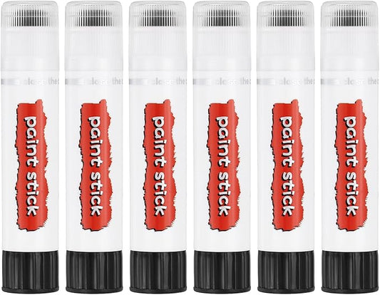 PATIKIL Tempera Paint Sticks, 6 Pcs Solid Tempera Paints Sticks Washable Bulk Markers Pen Quick Drying for Artists Beginners Art Supplies, Black