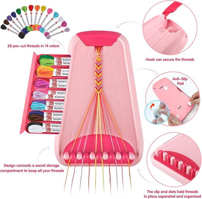 Arts and Crafts for Kids Ages 8-12,Friendship Bracelet Making Kit for Girl,Kids Jewelry Making Kit with 28 Pre-Cut Threads,Christmas Birthday Gifts for Ages 6 7 8 9 10 11 12 Year Old Red