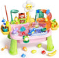 Water Table Play Sink Toys for Toddlers, Kids Play Kitchen Sink with Running Water, 360° Electric Faucet, Floating Fishing Game, Sensory Water Table Toys for Boys Girls Summer Gifts - Pink