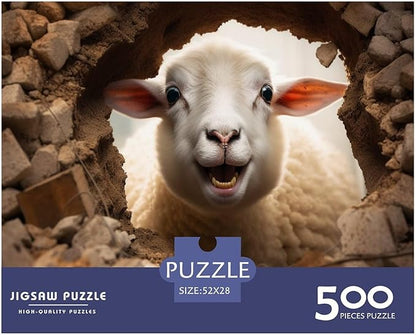 Sheep Thickened Wooden Jigsaw Puzzle for Adults Fun 500 Pieces 3D Animal Home Decoration Stress Relief Education Game Toy Intellectual Game Relaxation and Intelligence 500pcs (52x38cm)