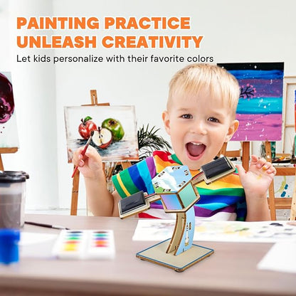 DIY Rotating Solar Satellite - 3D Wooden Puzzle Building Toy.STEM Educational Science Craft Model Kit for Kids.Creative Artificial Satellite Space Model.