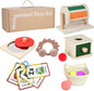 Montessori Educational Toys for Babies 7-12 Months, 7 in 1 Early Learning Educational Kit for Toddlers Gifts, Includes Spinning Drum, Permanent Box, Red Mirror Knob Puzzle, Hedgehog Rattle and More