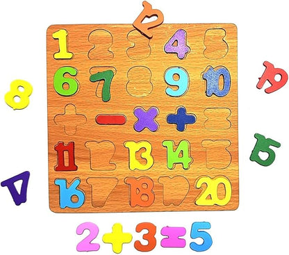 ABC Wooden Pegged Puzzle Set of 3- Uppercase, Lowercase Letters & Numbers Learning Toy for Kids | Educational Alphabet & Number Matching Game | Montessori Wooden Peg Puzzle for Toddlers & Preschoolers