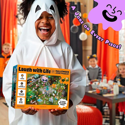 Halloween Joke Puzzle – 72pcs Halloween-Themed Kids Jigsaw Puzzle for Adults, Extra Large Floor Puzzles for Kids Ages 5+, Fun Adult Puzzles & Toddler Educational Toys (24" x 36")