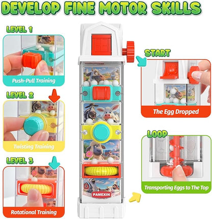 Montessori Toys for 2 3 4 5 Years Old, Farm Egg Drop Toy for Kids with 5 Activity Centers, Educational Activities Sensory Travel Toys for Toddlers Christmas Birthday Gifts for Boys Girls