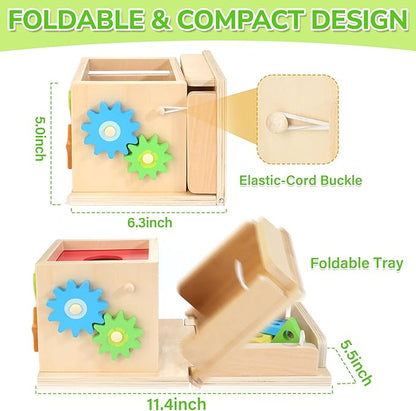 JUSTWOOD Montessori Toys for 1+ Year Old, 8-in-1 Wooden Play Kit Includes Object Permanent Box, Learning Activity Cube, Sorting & Stacking Toy, Carrot Harvest Game, Gift for Boys Girls Age 12+ Months